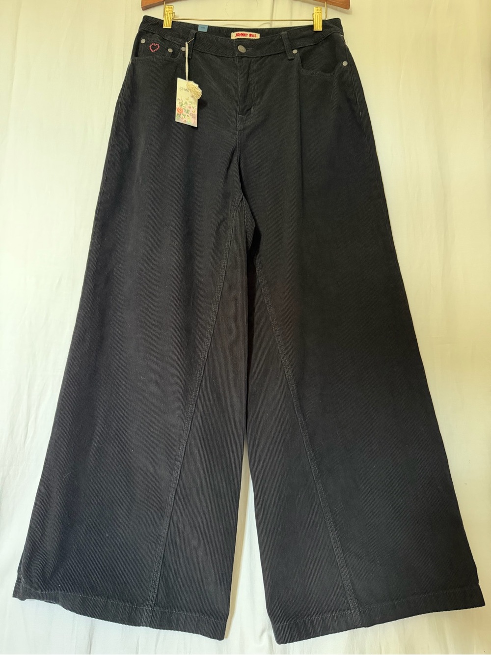 NWT Johnny Was SUKI Wide Leg High Rise Corduroy Jeans Pants - Black - Sz 31 - Picture 4 of 16